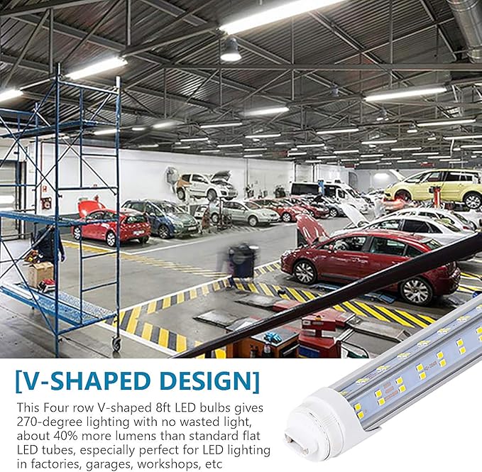 4 Pack, 120W 8ft R17D LED Tube Light, F96t12 HO 8 Foot Bulbs, 96'' Shop Light to Replace T8 T12 Fluorescent Bulbs, 100-277V Input, 19800LM, Cold White 6000K, Clear Lens