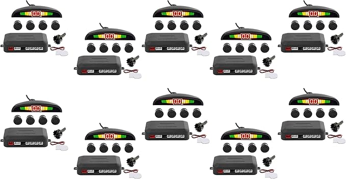 ZONETECH New 4 Parking Sensors LED Display Car Reverse Backup Radar System 10 Pack