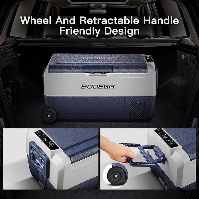 BODEGACOOLER 12 Volt Car Refrigerator,53 Quart Portable Freezer,Dual Zone Car Fridge APP Control,-4℉-68℉ RV Electric Compressor Cooler 12/24V DC 100-240V AC for Outdoor,Camping,Travel,Road Trip