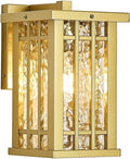 Outdoor Wall Light E26 Base Metal Frame - Gold Exterior Waterproof Lanterns with Clear Glass, Porch Wall Mount Lighting for Garage, Patio(Bulb not Included)