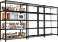 PrimeZone Wire Metal Storage Shelves - 5 Tier Adjustable NSF Certified Heavy Duty Garage Shelving Unit Organizer Rack, Steel Utility Shelf for Kitchen, Pantry, 35.5" W x 14" D x 72" H, Black, 3 Packs