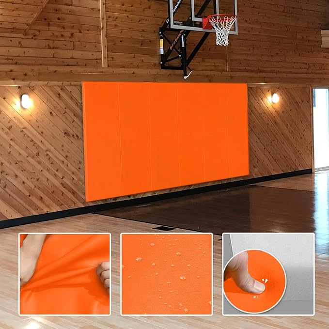 PROGOAL 2"/4" Thick Foam Protection Wall Pad，Gym Basketball-Court Protectors，Durable Waterproof Padding for Wall-Mounted Basketball Hoops(60" L x 20" W)…