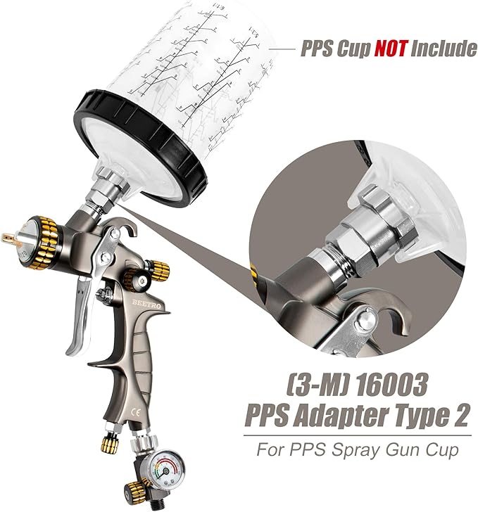 BEETRO HVLP Air Spray Gun with Storage Box, 1000ml Capacity 14.3CFM 29-32psi 1.4/1.8mm Nozzles Stainless Steel with Type 2 Adapter Professional Gravity Feed Sprayer Automotive