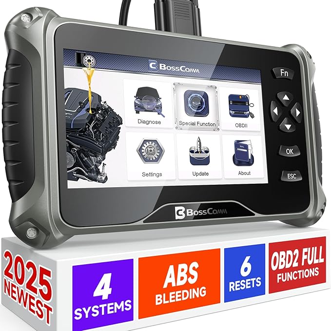 BOSSCOMM IF742 OBD2 Scanner, ABS/SRS/Transmission/Check Engine Code Reader Scan Tool with 6 Resets, ABS Bleeding/Oil/EPB/SAS/Throttle/BMS, Car Scanner Diagnostic Tool for All Cars, Upgraded of IF740