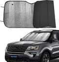 Big Hippo Front Car Sun Shade Windshield, Jumbo/Standard Sunshade Keeps Vehicle Cool UV Ray Sun Visor Protector Sunshades - Easy to Use Folding Sun Shade - Silver/Black Sides(Size: 55.16 X 27.5inch)