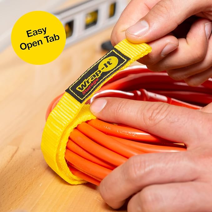 Wrap-It Storage Quick-Strap Cord Wraps, 9 inch (12 Pack) Red - Hook and Loop Strap, Extension Cord Holder Gifts for Boat, Rope, Hose, and Cable Storage and Organization