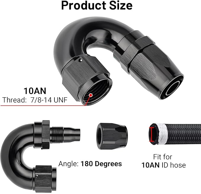 EVIL ENERGY 10AN 180 Degree One Piece Full Flow Hose End Fitting Swivel For CPE Braided Hose