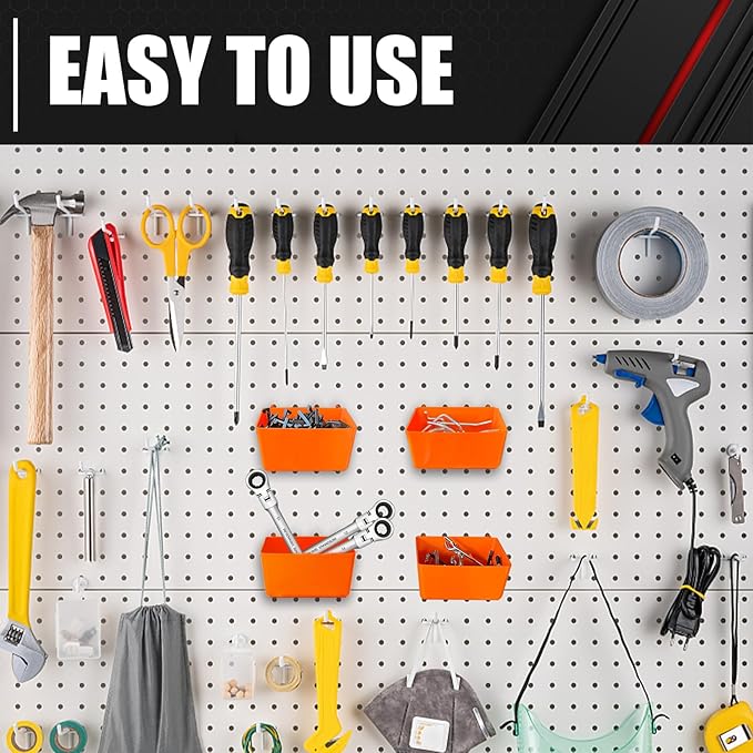 C&T 80 Piece Pegboard Hooks Assortment Kit, Pegboard Accessories Organizer Set with Bins, 1/8 and 1/4 in pegboard Hooks, for Hanging Tools, Organizing Various Tools,Garage Pegboard Wall Organization