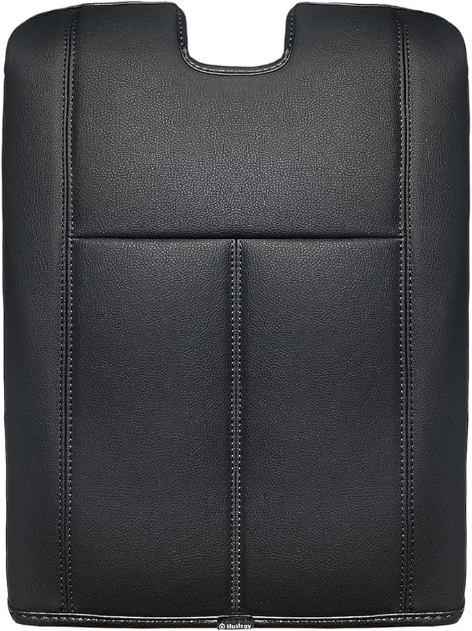 Muslogy Center Console Armrest Cover Compatible with Chevy Silverado/Tahoe & GMC Sierra/Yukon 2007-2013 Comfort Armrest Pad Arm Rest Cushion Vegan Leather Protector Regular Thick(Jump Seat ONLY)