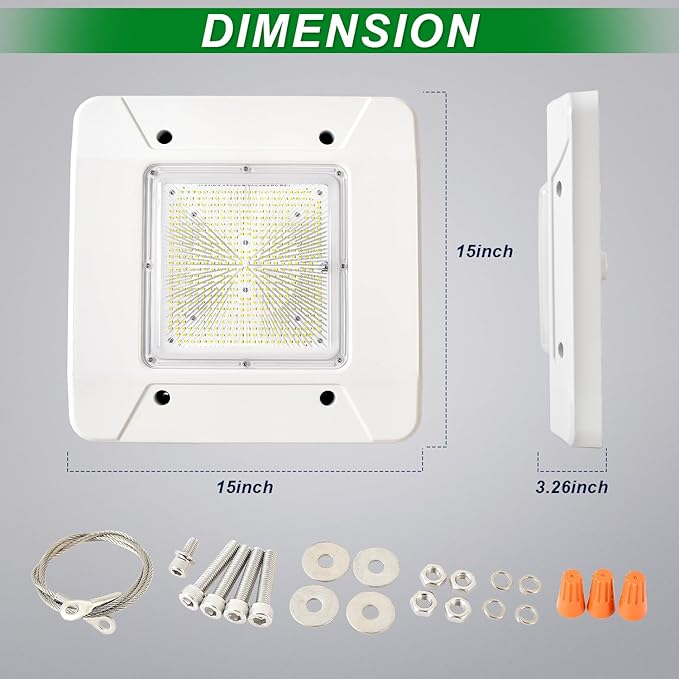 OSTEK LED Gas Station Canopy Light, 150W Carport Ceiling Light 5700K, Outdoor Rated (600W HID/HPS Equivalent), 90-277V IP65 DLC & UL Listed (150W-1 Pack)