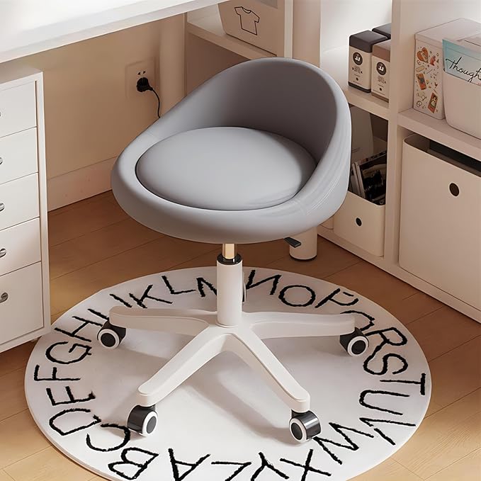 Rolling Stool Rolling Hydraulic Salon Stool with Low Backrest - Adjustable Swivel Chair for SPA, Shop, Salon, Massage, or Medical Office Dark Grey-A