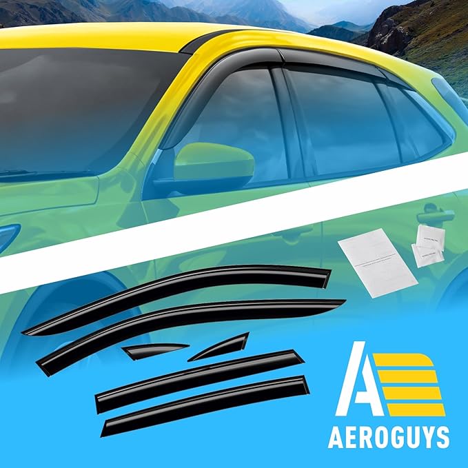 Extra Durable Window Deflectors Tape-On Window Visors Rain Guards Fit for Ford Escape 2020-2025, Sun Visors, Wind Vent for Shades, Exterior Car Accessories - 6pcs. AG0166