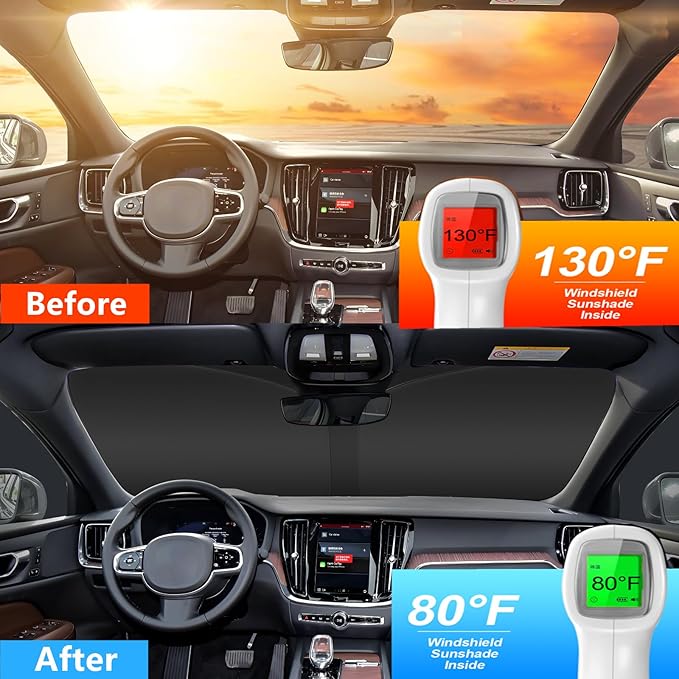 Windshield Sun Shade for for Cadillac XT6 2020-2025 4-Layer Front Window Shade Custom Sun Visor 240T Shade Blocks UV Keep Your Car Cooler