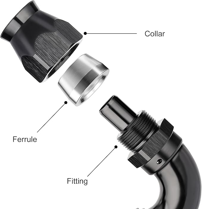 EVIL ENERGY 12AN 120 Degree PTFE One Piece Full Flow End Hose Fitting Aluminum Black