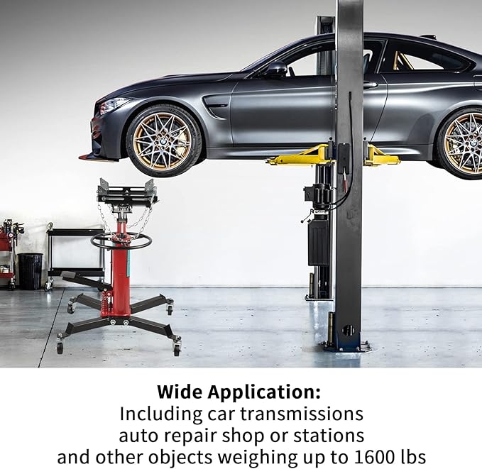 1600Lbs 2 Stage Hydraulic Transmission Jack Stand Telescoping 34" - 70" Adjustable Height with Foot Pedal 360 Degree Swivel Wheel Lift Hoist for Car Lift Garage Shop Floor