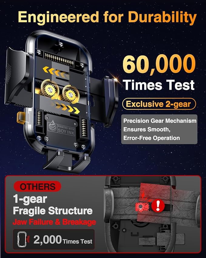 VANMASS 2024【True Military-Grade】 Phone Holders for Your Car 【65 LBS Strongest Suction & Clip】 Ultimate Cell Phone Mount Dashboard Window Vent for iPhone 16 Pro Max 15 14 13 12 Samsung Android Truck