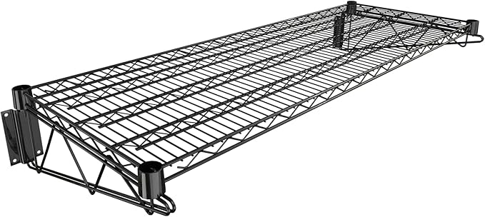 18" x 48" Black Epoxy Wire Wall Mount Shelf