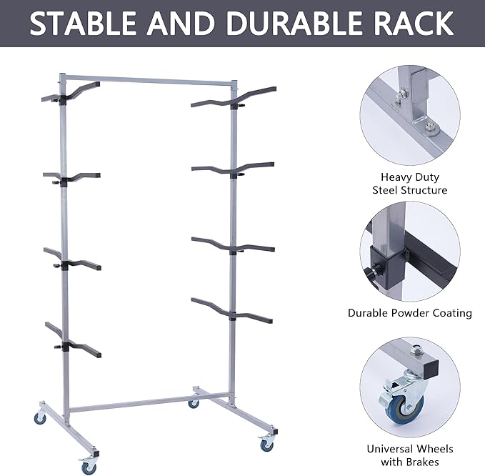 Mobile Bumper Storage Rack, Double-Sided Bumper Stand for Automobile Parts, Maximize Efficiency Auto Body & Parts Storage Pannel Tree, 8 Pairs Racks