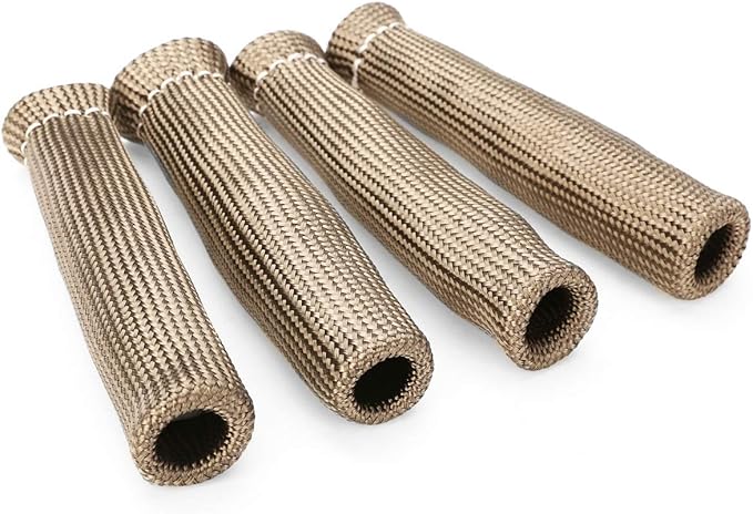 Titanium Spark Plug Wire Boots Thermal Protection Insulator Sleeve, 2500 Degree Heat shield Cover Wrap 6 inch for Car Truck 8PCS