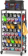 yeshine 50 Can Spray Paint Storage Rack, Metal Aerosol Storage Cart, Rolling Spray Bottle or Lube Holder, Aerosol Can Holder Rack, Paint Bottle Organizer for Garage And Craft Workroom