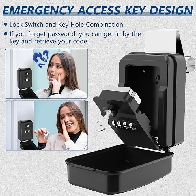 SL-591 Car Window Lock Box for Turo, Car Key Lock Box with Emergency Access Key Design, 4-Digit Combination Car Lock Box Fit for Ride Share, Turo, GetAround(New Version)