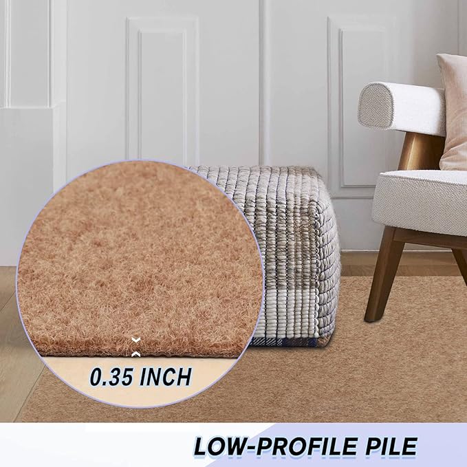 Custom Size Backed Non-Slip Area Rugs Runner, Easy Clean, Waterproof Runner Rugs for Hallway Entryway, Kitchen, Laundry, 3FT x 20FT, Beige