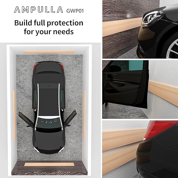 GWP01 Wood Grain Garage Wall Protector Car Door Protectors, Garage Accessories, Parking Stopper for Garage, Tool-Free, Designed in Germany (6.5mm Wood Grain)