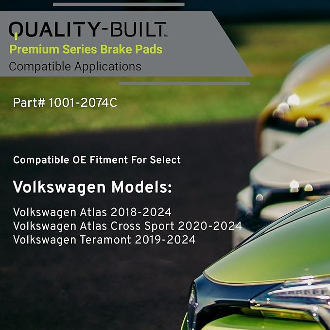 Premium Ceramic Front Brake Pads (1001-2074C) Compatible with Volkswagen Atlas 2018-2024, Volkswagen Atlas Cross Sport 2020-2024, Volkswagen Teramont 2019-2024