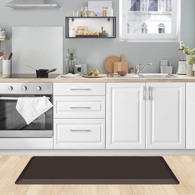 KitchenClouds Kitchen Mat Cushioned Anti Fatigue Kitchen Rug Non Slip Standing Mat Comfort Floor Mats for Sink Office (17.3"x39"- 0.8inch)