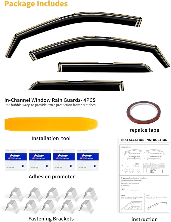 in-Channel Window Rain Guards Fit for Toyota Camry 2018 2019 2020 2021 2022 2023 2024 Extra Durable Window Visors Window Deflectors Vent Visors Vent Shades Car Accessories-4 pcs 2-Q14