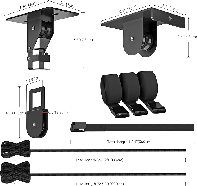 2025 Upgrade Cargo Box Garage Pulley System, Garage Ceiling Hoist Heavy-Duty Holds up to 150 lbs Capacity, Fit 10-14 Foot Ceilings, Black