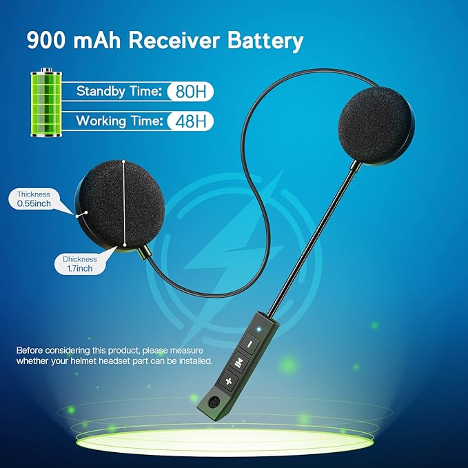 MAXTO Motorcycle Helmet Bluetooth Headset Outdoor Hands-Free Speaker Bluetooth 5.3 EDR Wireless Motorcycle Headset Automatic anwser High Sound Quality Headphone