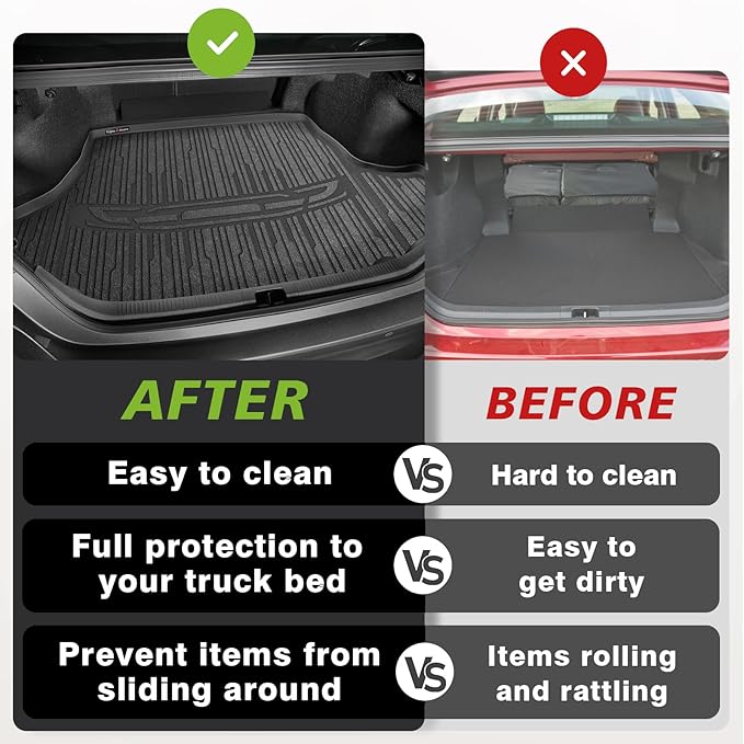 TripleAliner Trunk Floor Mat All Weather Liners Compatible with 2025 Toyota Camry (Include Hybrid) Accessories TPE Carpets Trunk Liner TPE Custom Fit Protection Car Mats