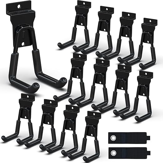 3-H Slat Wall Hooks 12 Pack 4.5 Inch, Slatwall Hooks U Shape,Slatwall Accessories Heavy Duty for Space Saving Used as Proslat Accessories(Black)