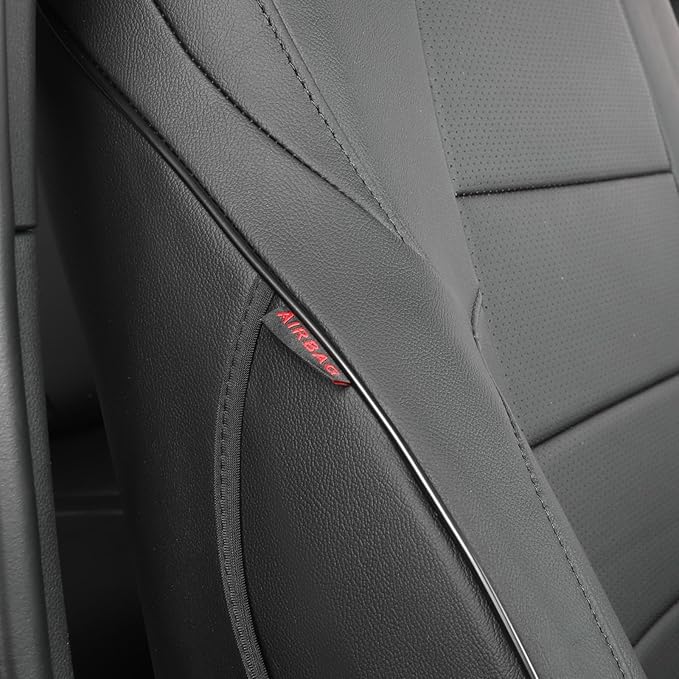 EKR Custom Fit Tacoma Front Car Seat Covers for Select Toyota Tacoma (Petrol & Hybrid) 2024 2025 Double cab SR,SR5,TRD Sport,TRD Off-Road,Limited - Front Row Only,Leather (Black)