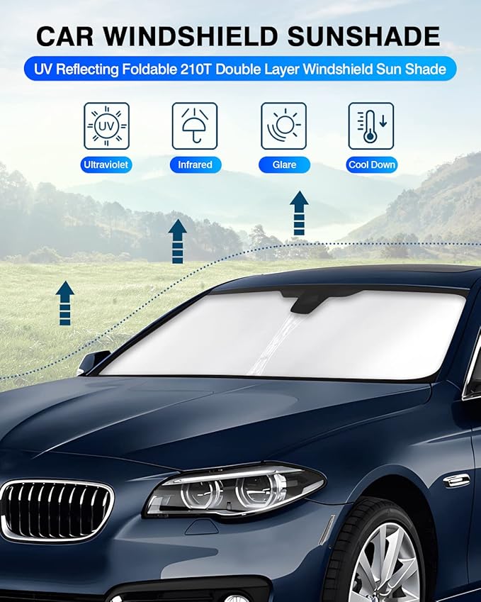 KUST Windshield Sun Shade for BMW 5 Series G30 G31 2017-2023 Window Shade Sun Visor Cover Foldable Blocks UV Rays Keep Your Car Cooler