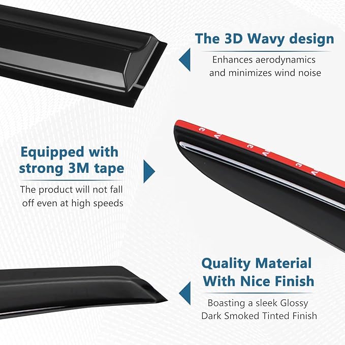 4PCS Rain Guards Window Visors Wind Deflector Fits for 2018-2023 Honda Odyssey, Front & Rear Outside Mount Vent Shade, Tape-on Vent Visors, 2018 2019 2020 2021 2022 2023
