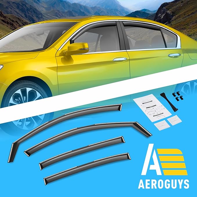 Extra Durable Window Deflectors in-Channel Window Visors Rain Guards Fit for Honda Accord 2013-2017 Sedan, Sun Visors, Wind Vent for Shades, Exterior Car Accessories - 4pcs. AG0749