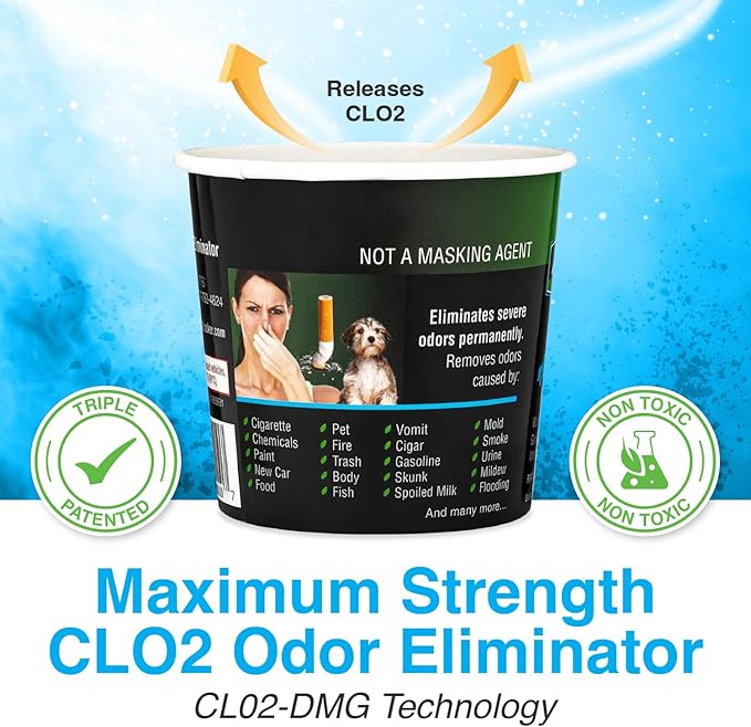 Auto Shocker Strong Car Odor Eliminator, Eco-Friendly Chlorine Dioxide Odor Bomb for Vehicle Interior Up to 250 Cubic Feet