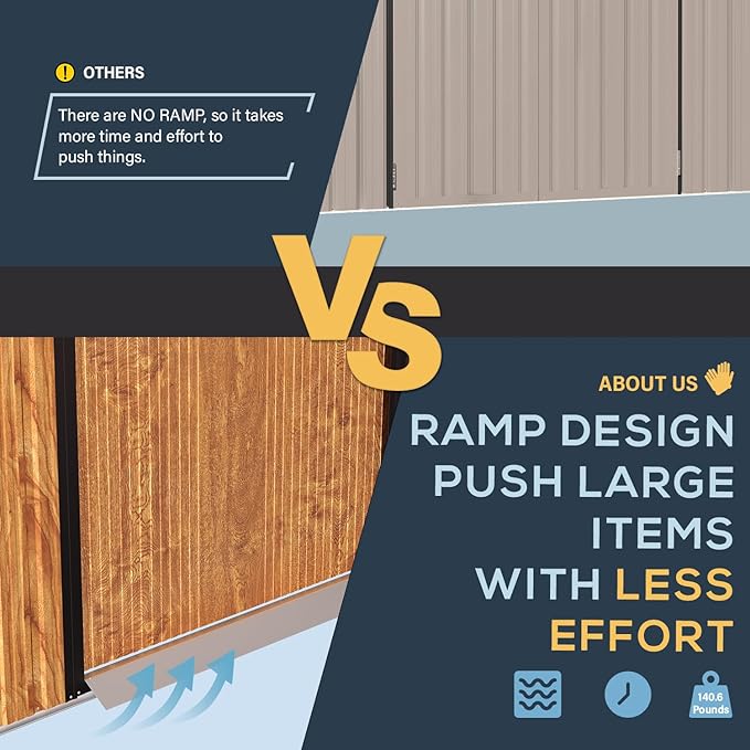 U-MAX Shed 8x6 Woodgrain Outdoor Storage Shed, Metal Outside Storage Garden Sheds & Outdoor Storage with Sliding Doors, 6x8 Tool Shed Outdoor Cabinet for Backyard Lawn and Outside Use