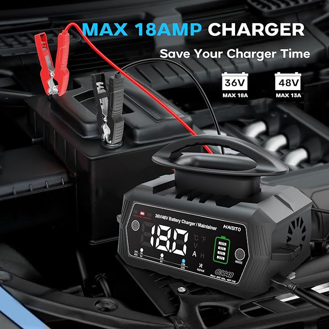 Golf Cart BatteryCharger 36V 18A and 48V 13A Trickle BatteryCharger,36 Volt Golf Cart Charger,for EZGO TXT Text with Powerwise,Lithium, LiFePO4, Lead-Acid AGM/Gel/SLA..BatteryCharger,D Style Plug