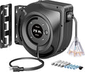DEWENWILS 75FT Extension Cord Reel, 14/3C SJTOW Retractable Extension Cord Reel, Lighted Triple Outlets, 10A Circuit Breaker, Heavy Duty Power Cord, UL Listed, Ceiling/Wall Mount