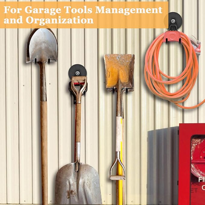 Strong Garage Magnetic Hooks, 45 lbs Pulling 3.46" Large Magnet Hooks for Hanging Heavy Duty, 2 Pack Extra Strong Magnetic Hooks with Anti-Slip Coating, for Cordless Drills, Pegboard, Cruise Cabin