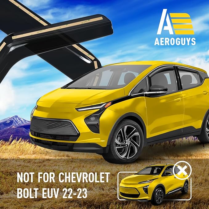 Extra Durable Window Deflectors in-Channel Window Visors Rain Guards Fit for Chevrolet (Chevy) Bolt EV 2017-2023, Sun Visors, Wind Vent for Shades, Exterior Car Accessories - 4pcs. AG0754