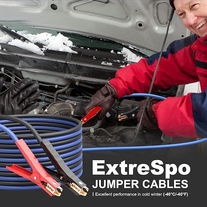 Heavy Duty Jumper Cables - 4 Gauge 20 Feet 600Amp Automotive Booster Cables for Car Battery, for Car, SUV and Trucks, Jumper Cables Kit with Carry Bag, Gloves, Brushes (4 Gauge 20 FT)…