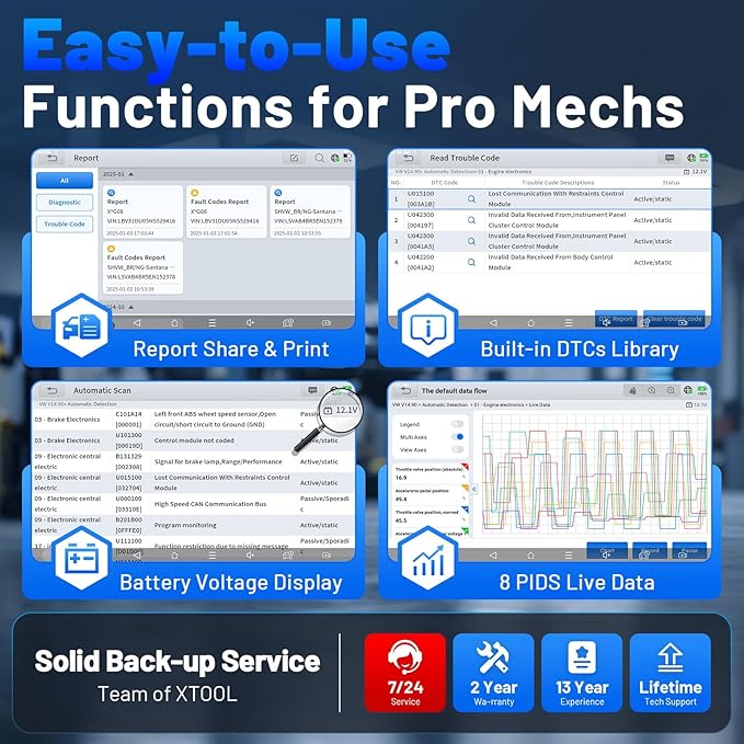 XTOOL InPlus IP616 V2.0 OBD2 Scanner Diagnostic Tool, Lifetime Update Scan Tool, 34+ Services, ECU Configuration, CAN FD & DoIP, All Systems Scanner for Car, Crank Sensor Relearn, ABS Bleed, Auto VIN
