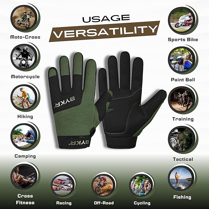BYKR All-Weather Motorcycle Gloves for Men & Women – Protection for Dirt Bike, BMX, MX, and ATV Riding