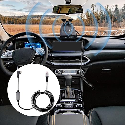 Radar Detector Colied Cord with USB-C to RJ11 Plug Cable 5V-12V Power Cable Compatible with Escort Uniden Radenso XP Beltronics Cobra Whistler 9.8FT Powered for 12V Radar Detectors