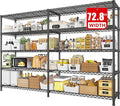 REIBII 72.8" W Storage Shelves Load 1600LBS, 5 Tier Metal Shelving Unit Wire Shelving for Storage Rack Heavy Duty Metal Shelves for Garage Pantry Kitchen, 17.7" D x 72.8" W x 70.9" H