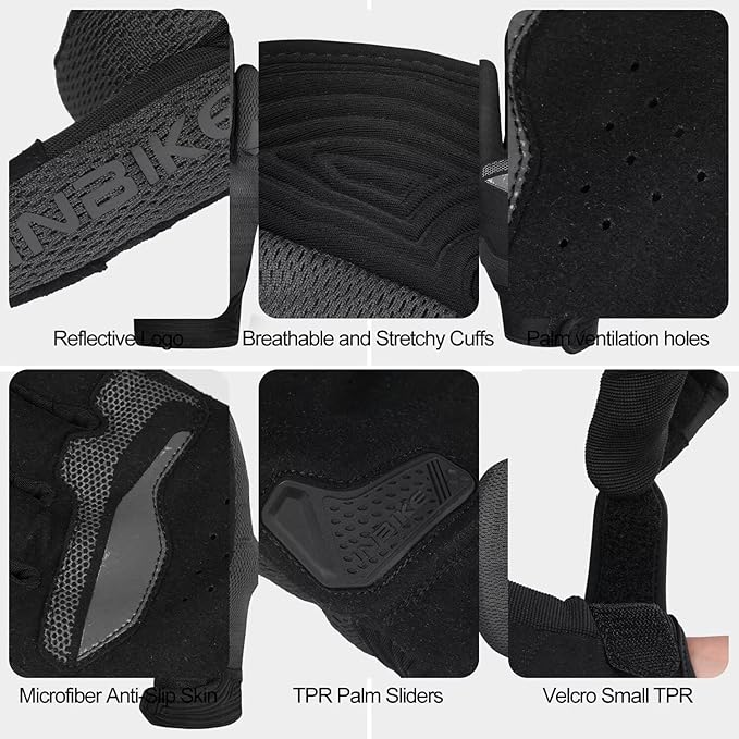 INBIKE Breathable Mesh Motorcycle Gloves for Men/Women, Shell Protection, Reflective, TPR Palm Sliders, Touchscreen Motorbike Gloves for ATV BMX MTB Riding